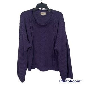Universal Thread chunky cable knit pull over crew neck sweater purple size XXL